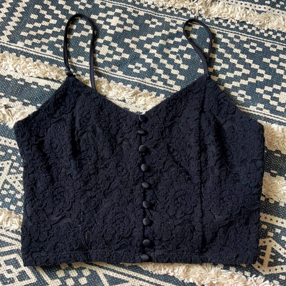 Black lace crop top